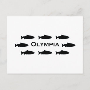 Postal Logo de Olympia Washington Salmon