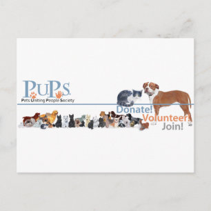 Postal Logo de PUPs con perros y gatos