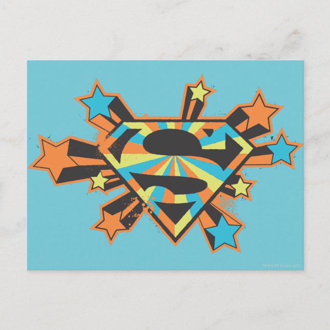 Postal Logo de Supergirl Colorful Stars (Anverso)