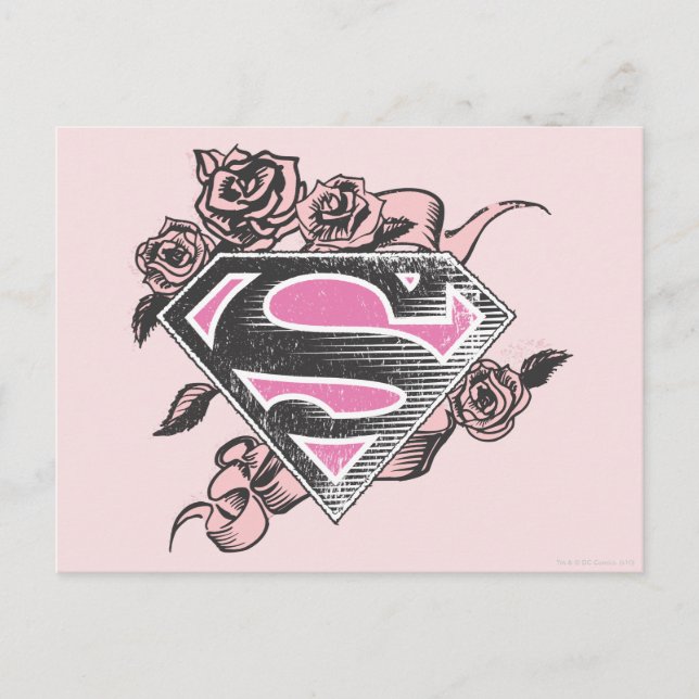 Postal Logo de Supergirl con Rosas (Anverso)
