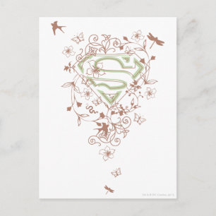 Postal Logo de Supergirl Green Floral