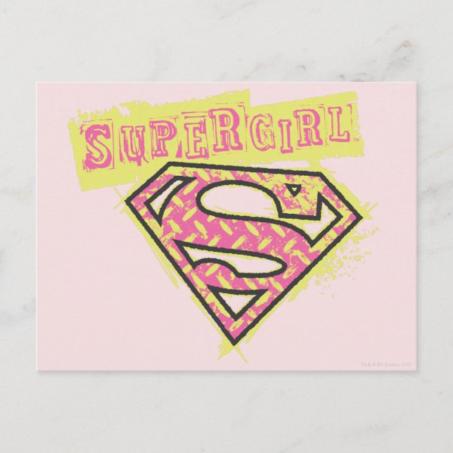 Postal Logo de Supergirl Grunge Rosa (Anverso)