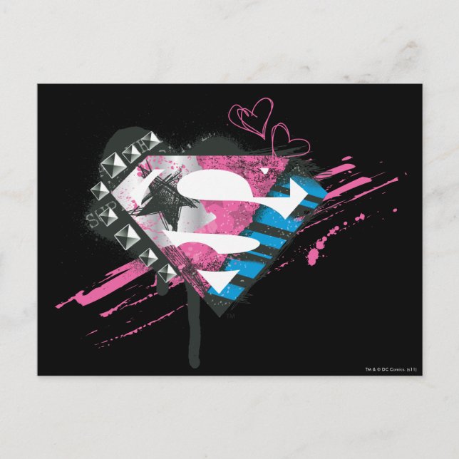 Postal Logo de Supergirl Hearts (Anverso)