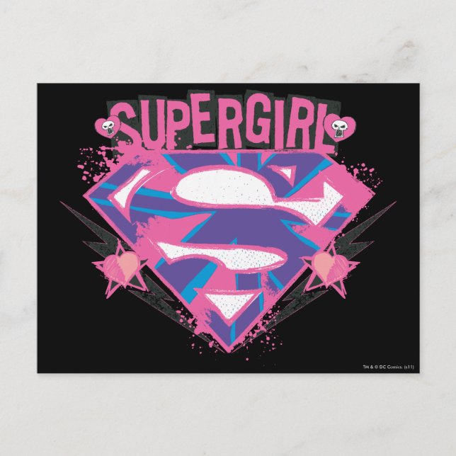 Postal Logo de Supergirl Pink and Purple Grunge (Anverso)