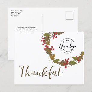 Postal Logo de Thankding Thankful Otumn Wreath Business