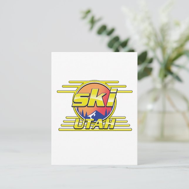 Postal Logo de Utah Ski de los años 80 (Anverso de pie)