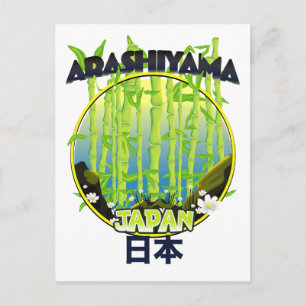 Postal Logo de viaje de Arashiyama Japón