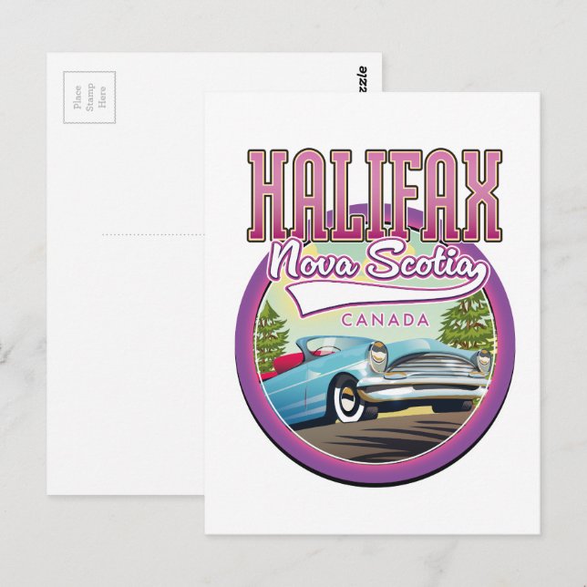 Postal Logo de viaje de Halifax Nova Scotia (Anverso / Reverso)