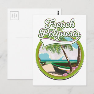 Postal Logo de viaje de la Polinesia Francesa.