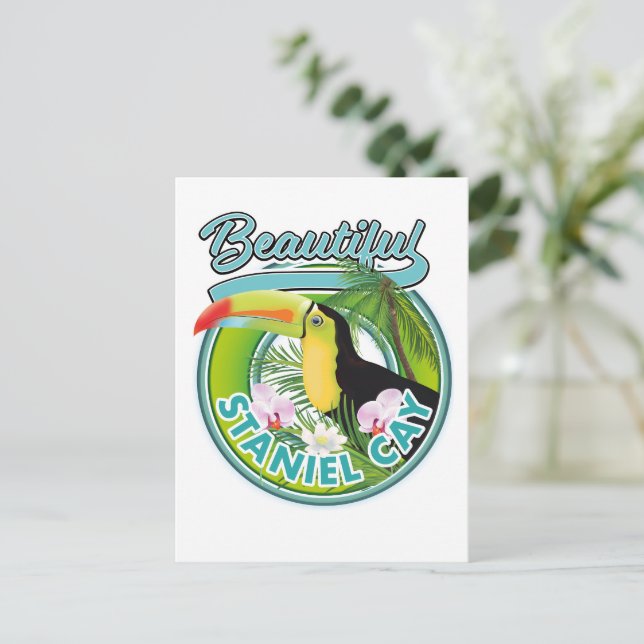 Postal Logo de viaje de Staniel Cay (Anverso de pie)