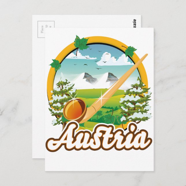 Postal Logo de viaje retro de Austria (Anverso / Reverso)
