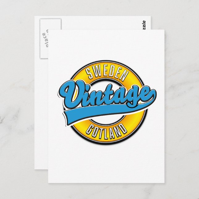 Postal Logo estilo cosecha de Gotland Suecia (Anverso / Reverso)