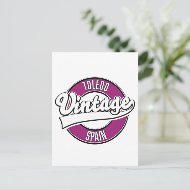 Postal Logo estilo retro de Toledo (Anverso de pie)