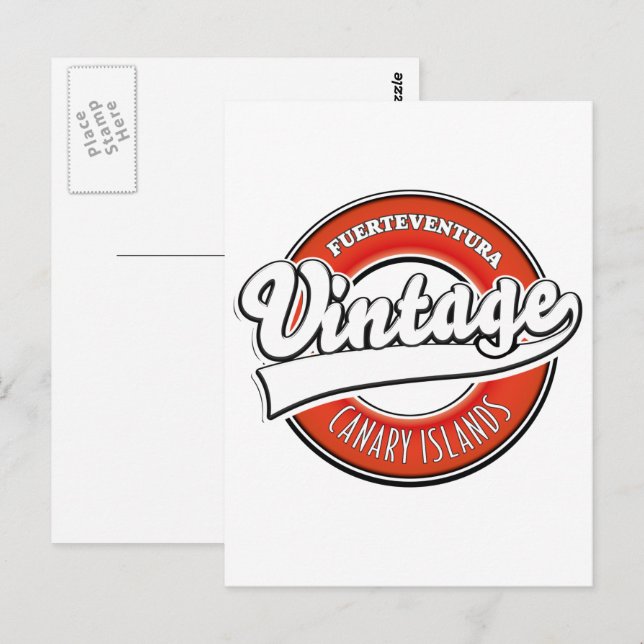 Postal Logo estilo vintage de Fuerteventura (Anverso / Reverso)