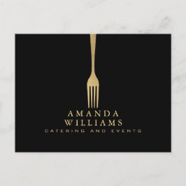 Postal Logo moderno de Faux Gold Fork Catering sobre negr
