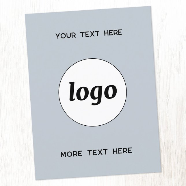 Postal Logo Promocional Empresarial Azul Polvo (Logo and custom text professional business promotional postcard)