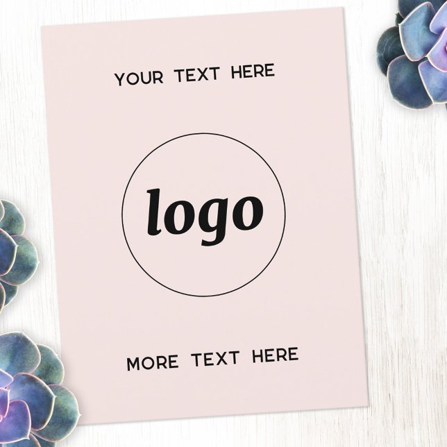 Postal Logo Promocional Rubor Pink (Logo with custom text business promotional postcard in blush pink)
