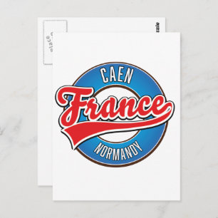 Postal Logo retro de Caen Normandy France