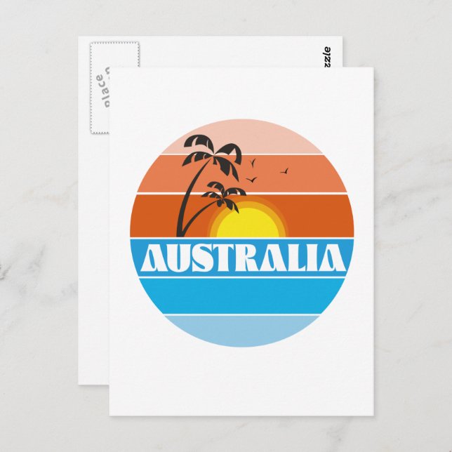 Postal Logo retro de la puesta de sol australiana de los  (Anverso / Reverso)