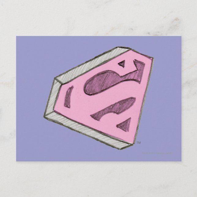 Postal Logo rosa esbozado de superchica (Anverso)