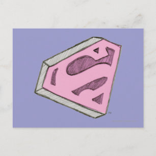 Postal Logo rosa esbozado de superchica