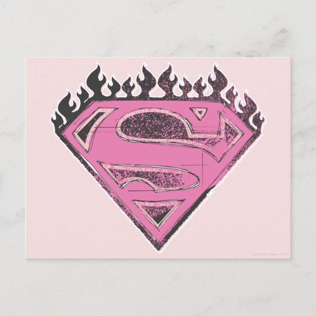 Postal Logo rosa superchica con llamas (Anverso)
