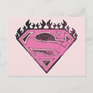 Postal Logo rosa superchica con llamas