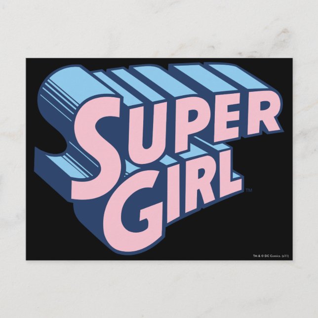 Postal Logo rosa y azul superchica (Anverso)