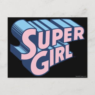 Postal Logo rosa y azul superchica
