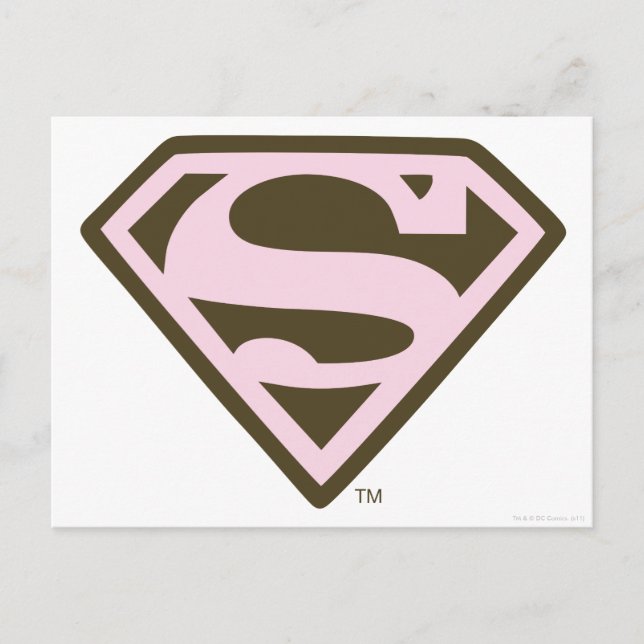 Postal Logo rosa y marrón superchica (Anverso)