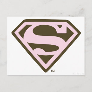Postal Logo rosa y marrón superchica
