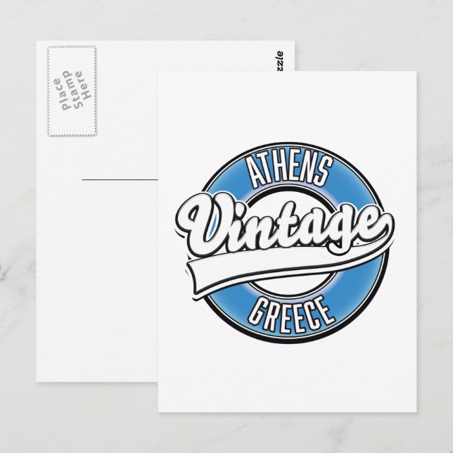 Postal Logo vintage de Atenas Grecia (Anverso / Reverso)