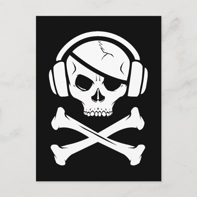 Postal Logotipo anti-RIAA de piratería musical pirata (Anverso)