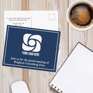 Postal Logotipo Comercial de la Empresa Azul Marino para 