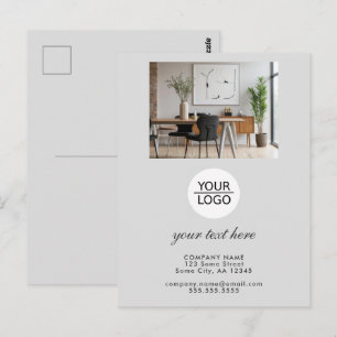 Postal Logotipo Comercial Personalizado y Texto Oficina