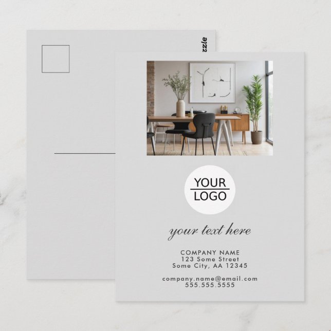 Postal Logotipo Comercial Personalizado y Texto Oficina (Anverso / Reverso)