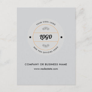 Postal Logotipo Comercial Redondo Simple & Texto Empresa 