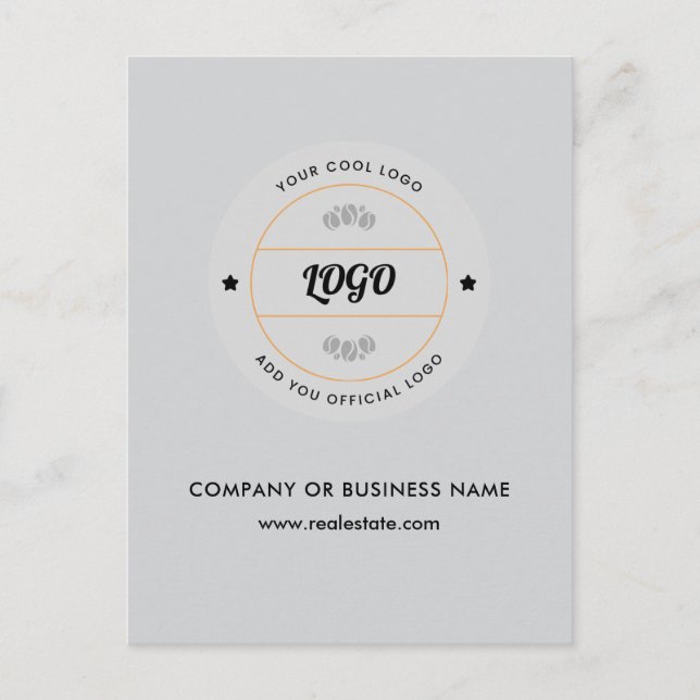 Postal Logotipo Comercial Redondo Simple & Texto Empresa  (Anverso)