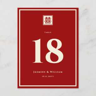 Postal Logotipo cuadrado doble felicidad Boda chino