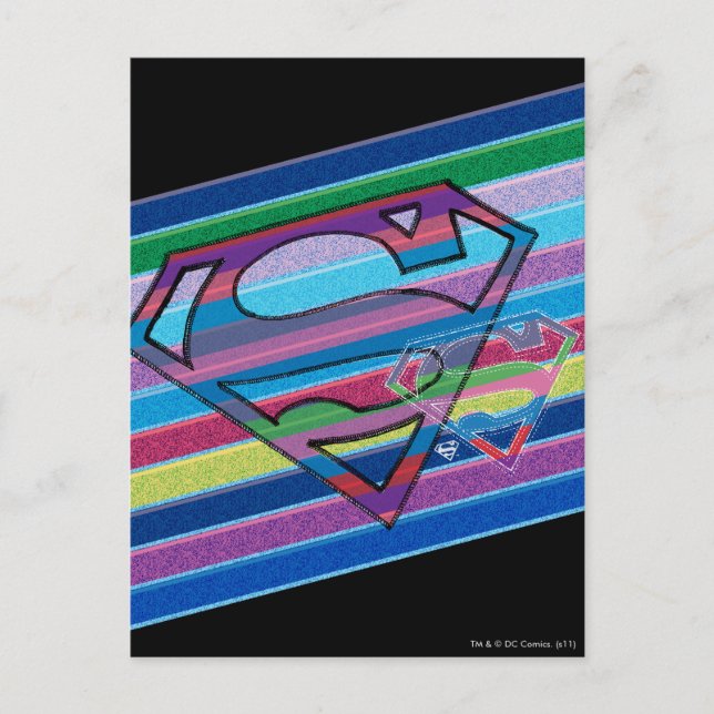 Postal Logotipo de arcoiris a rayas de superchica (Anverso)