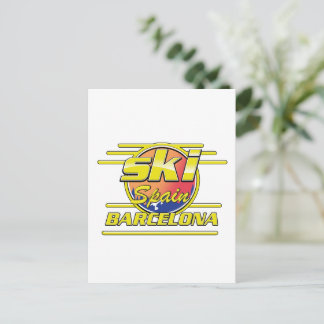 Postal logotipo de Barcelona España para esquiar