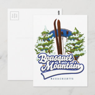 Postal logotipo de Bousquet Mountain Massachusetts Ski
