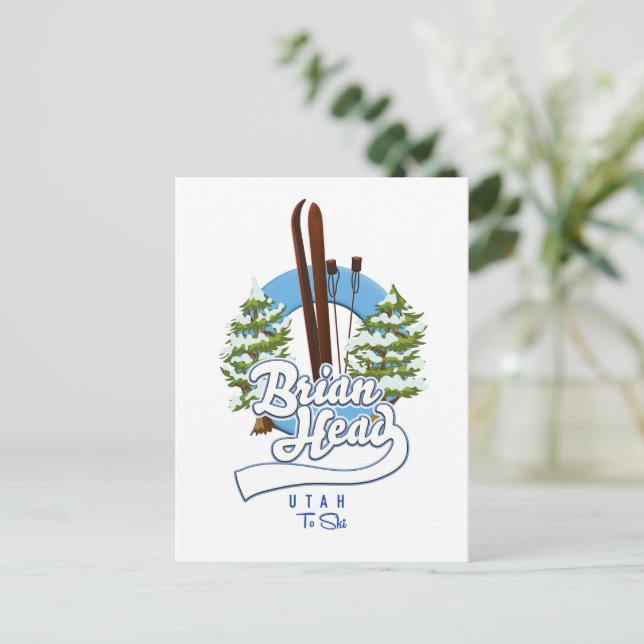 Postal logotipo de Brian Head Utah para esquiar (Anverso de pie)