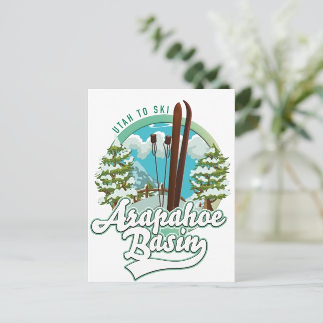 Postal logotipo de esquí Arapahoe Basin Utah (Anverso de pie)