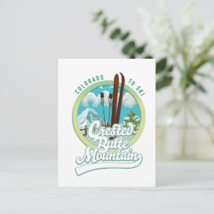 Postal logotipo de esquí de Crested Butte Mountain Colora