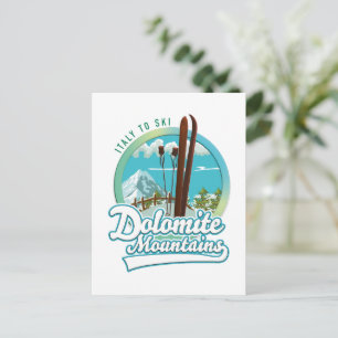 Postal logotipo de esquí de las montañas Dolomitas Italia