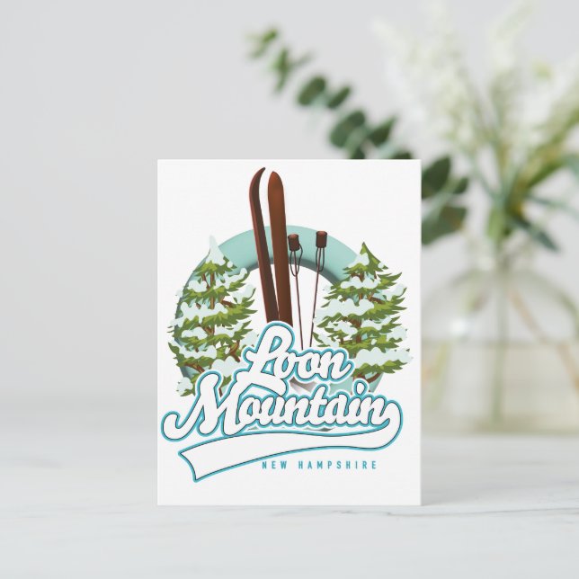 Postal logotipo de esquí de Loon Mountain New Hampshire (Anverso de pie)