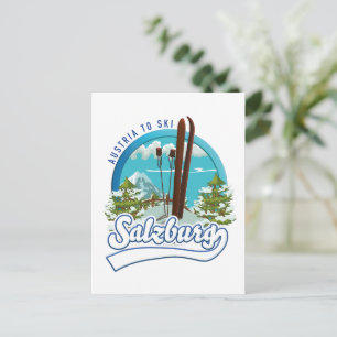 Postal Logotipo de esquí de Salzburgo Austria.