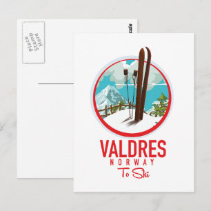 Postal logotipo de esquí Valdres Noruega