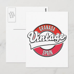 Postal logotipo de estilo vintage de Granada España